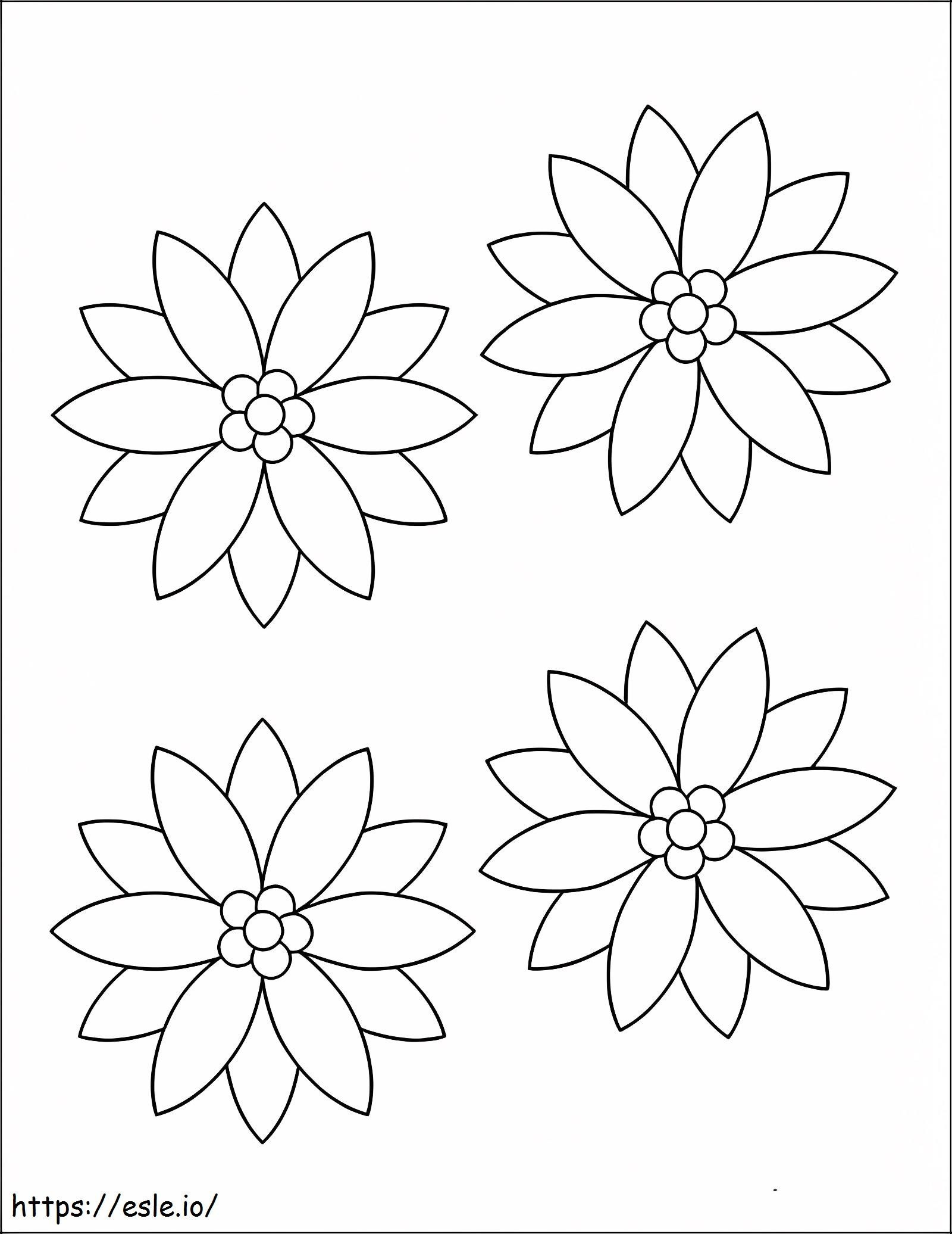 Four Flower Poinsettia coloring page