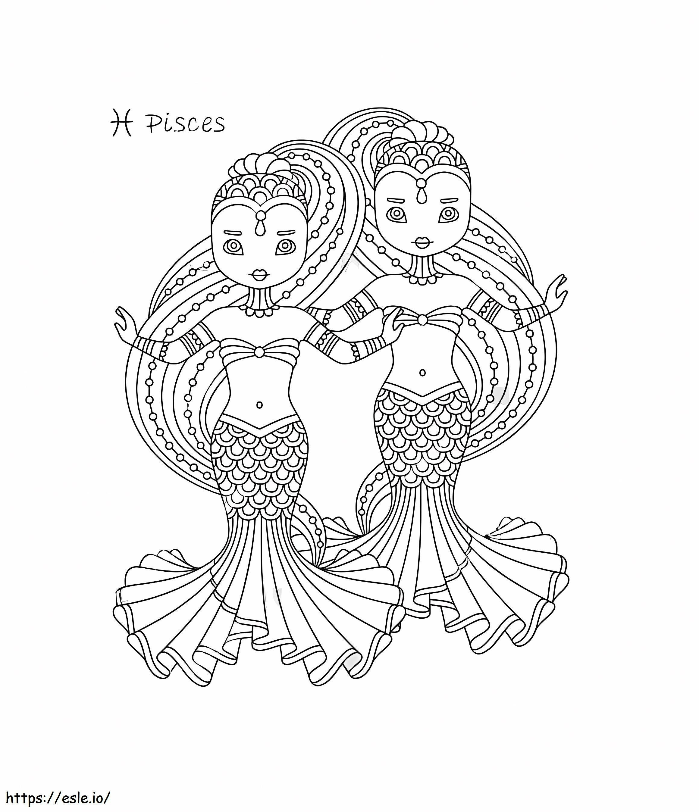 Pisces Girls Symbol coloring page