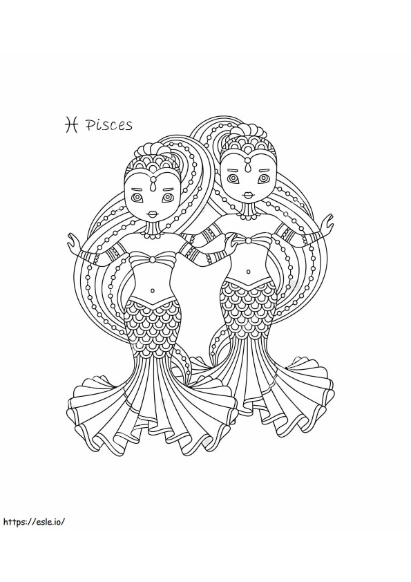 Fische-Mädchen-Symbol ausmalbilder