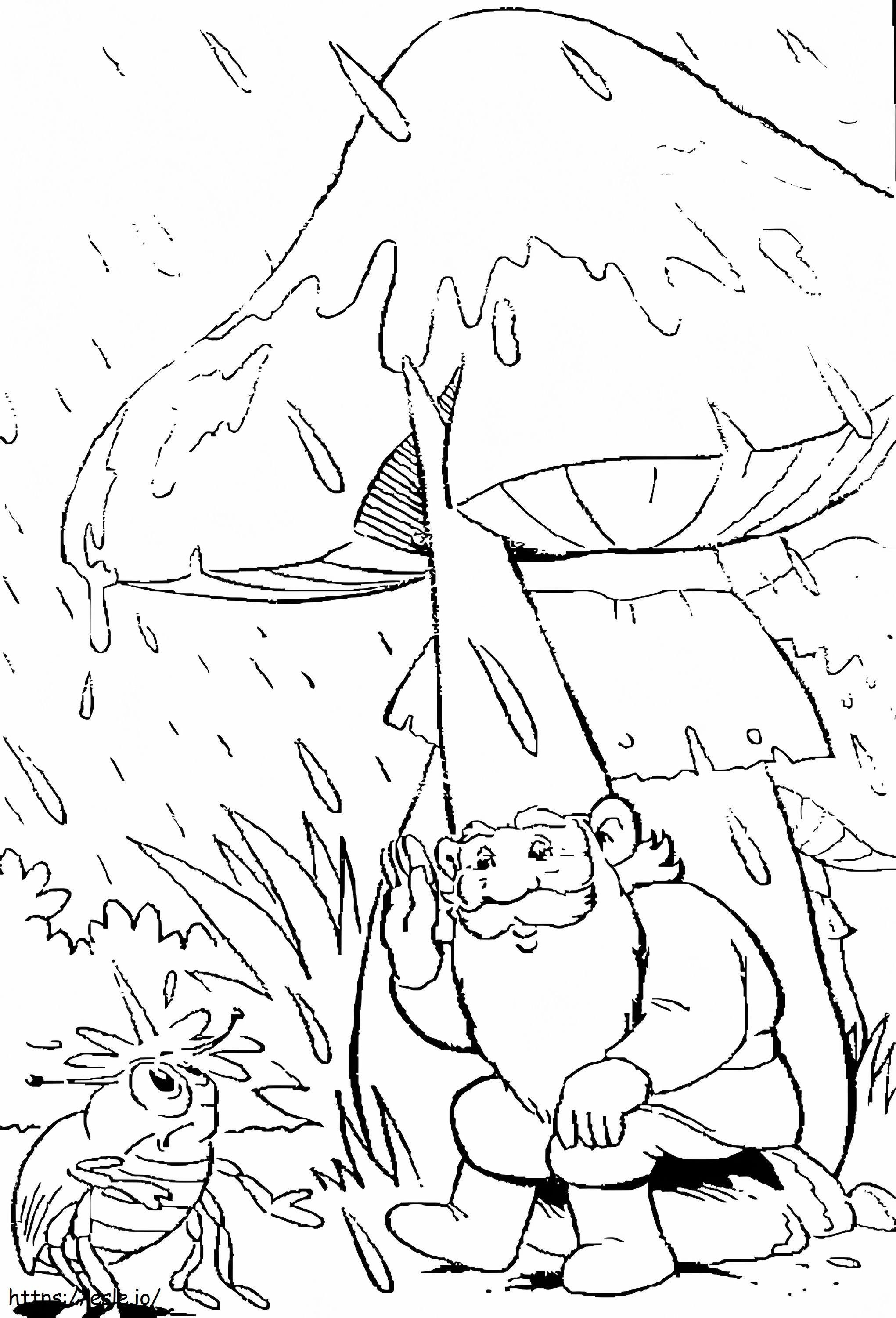 David The Gnome And Rain coloring page