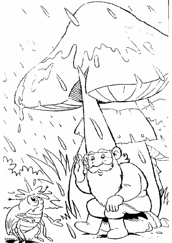 Coloriage David le Gnome et la pluie à imprimer dessin