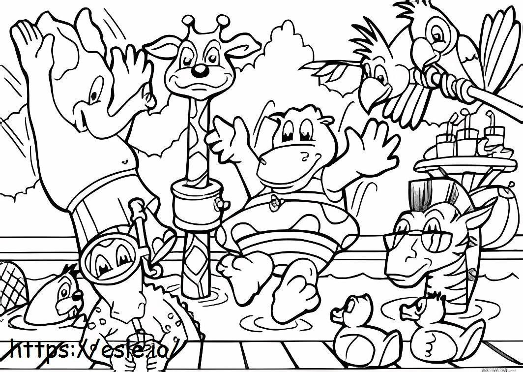 Animal In Pool coloring page
