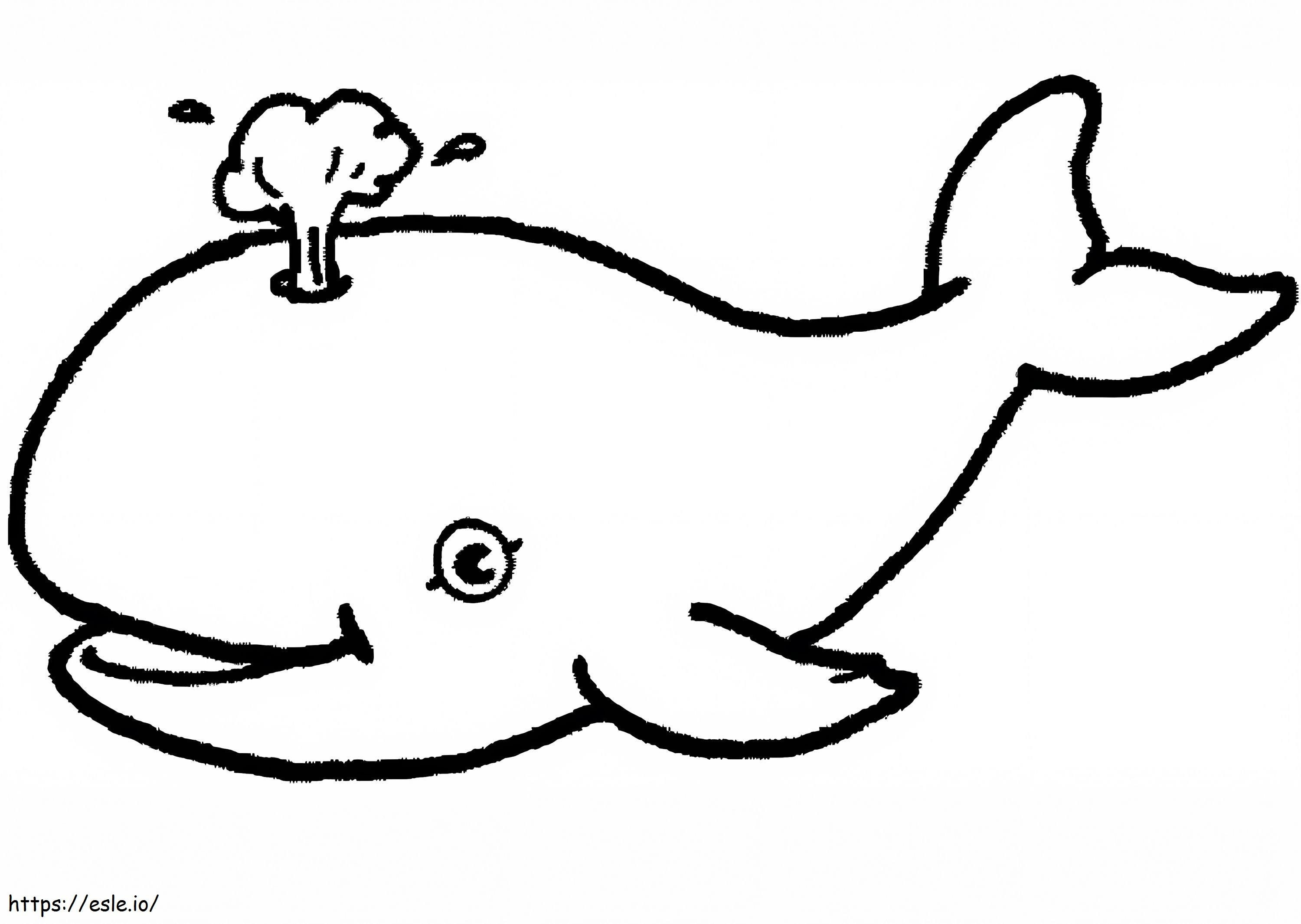 Słodki wieloryb dla 1-letnich dzieci kolorowanka
