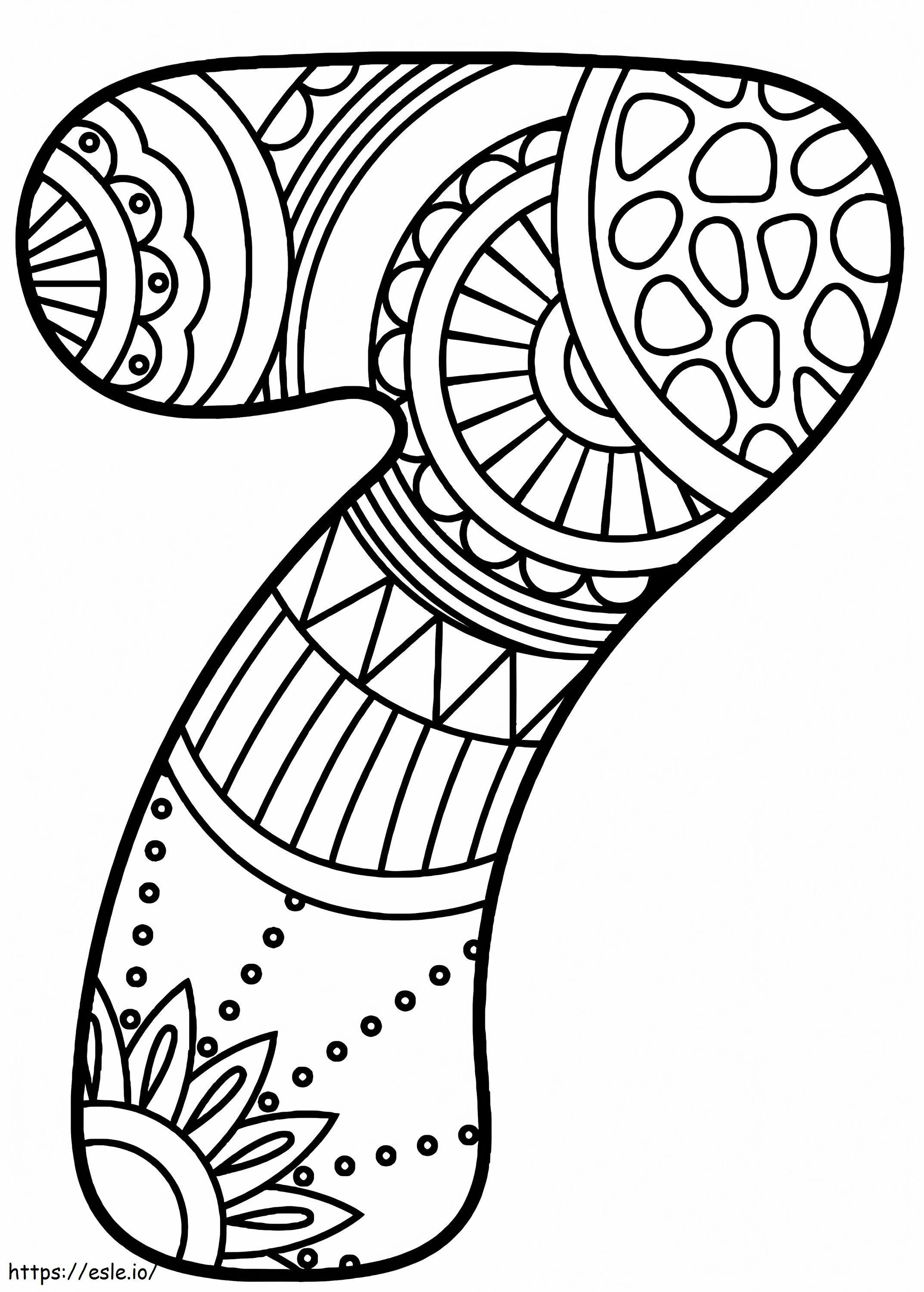 Number 7 Zentangle coloring page
