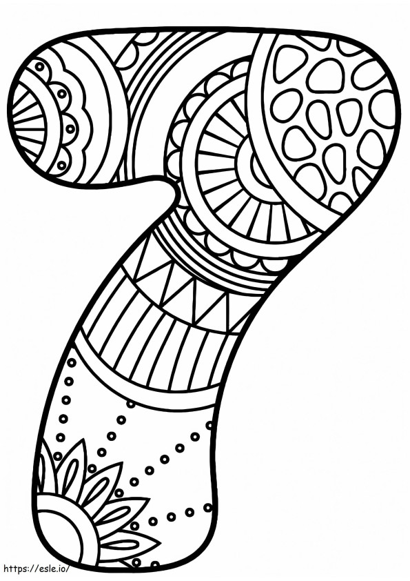 Number 7 Zentangle coloring page