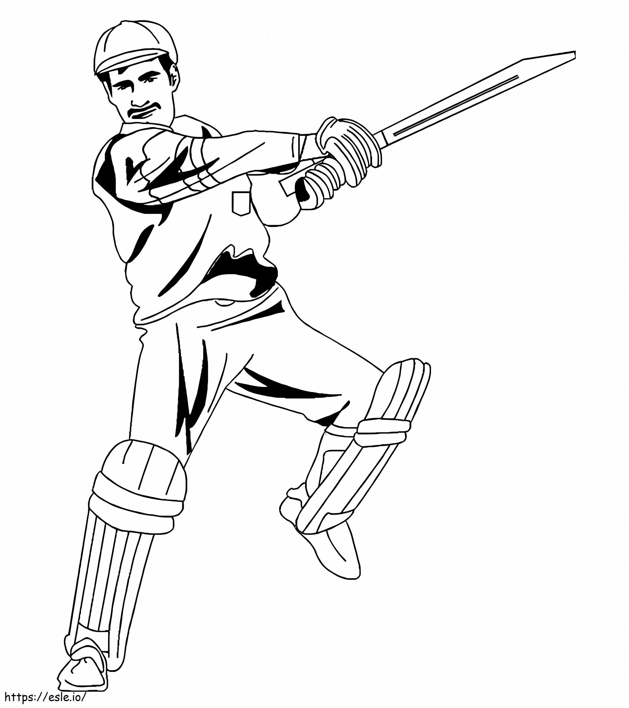 Homem jogando críquete para colorir