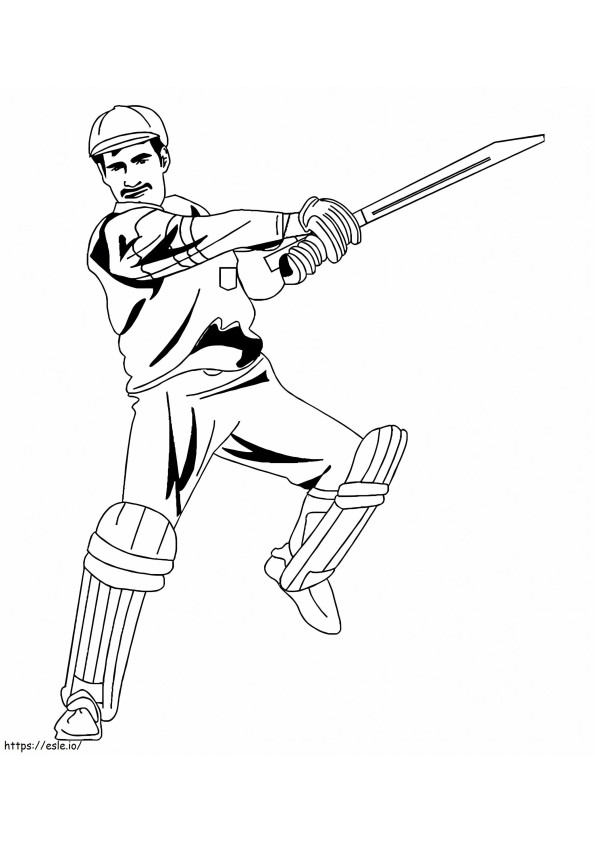 Hombre jugando al críquet para colorear