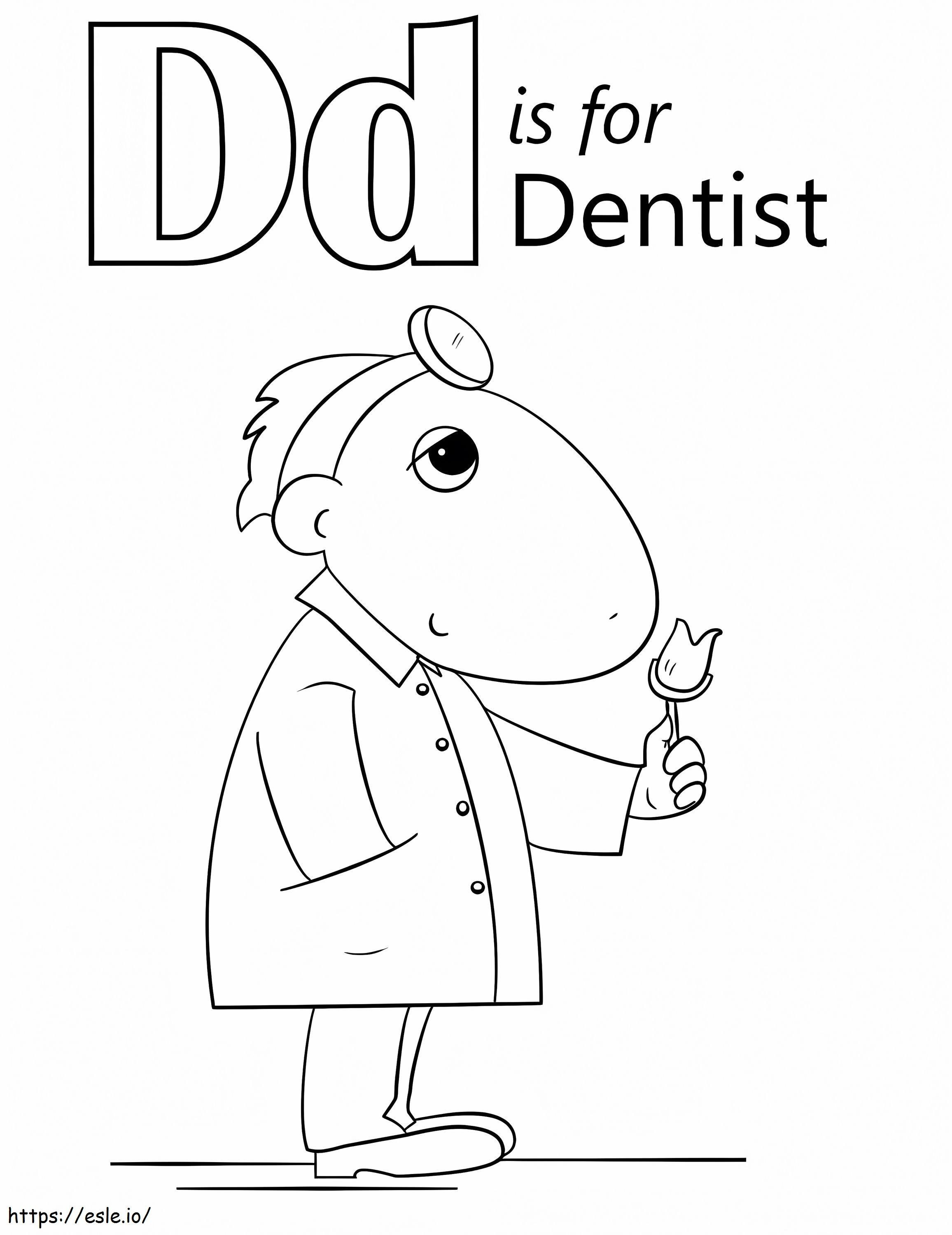 Dentist Letter D coloring page