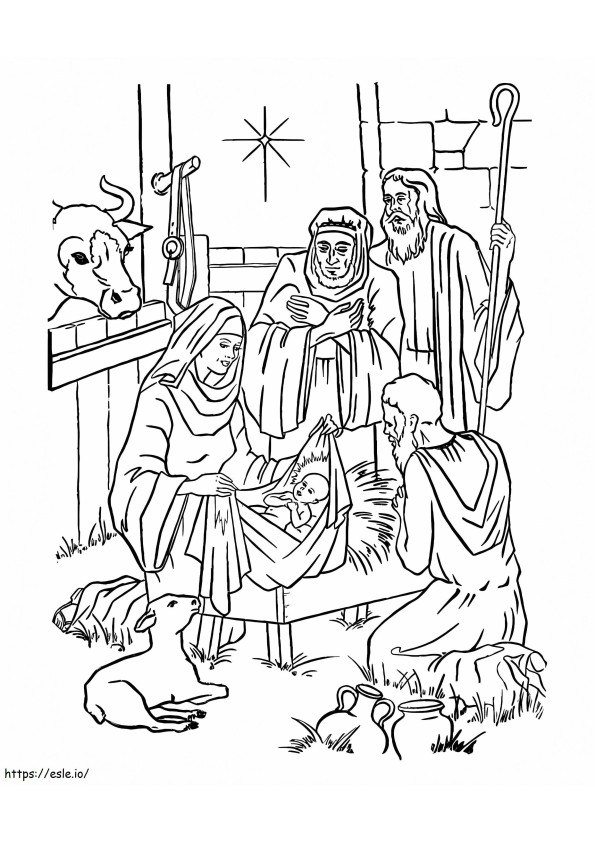 Coloriage Nativité de l'Enfant Jésus 1 à imprimer dessin