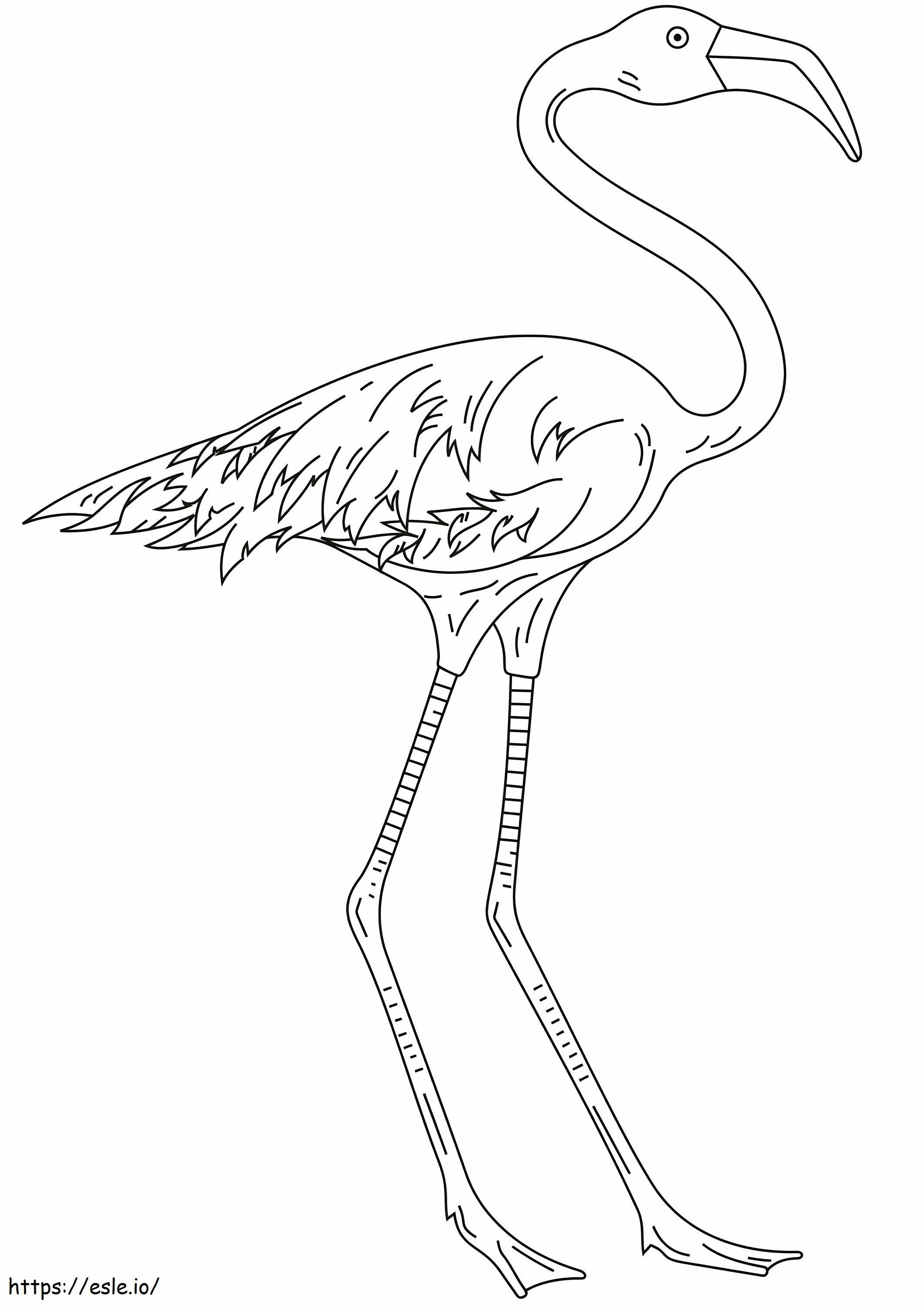 Flamingo pitkällä jalalla värityskuva