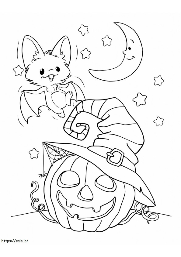 Halloween Pumpkin And Bat Lights coloring page