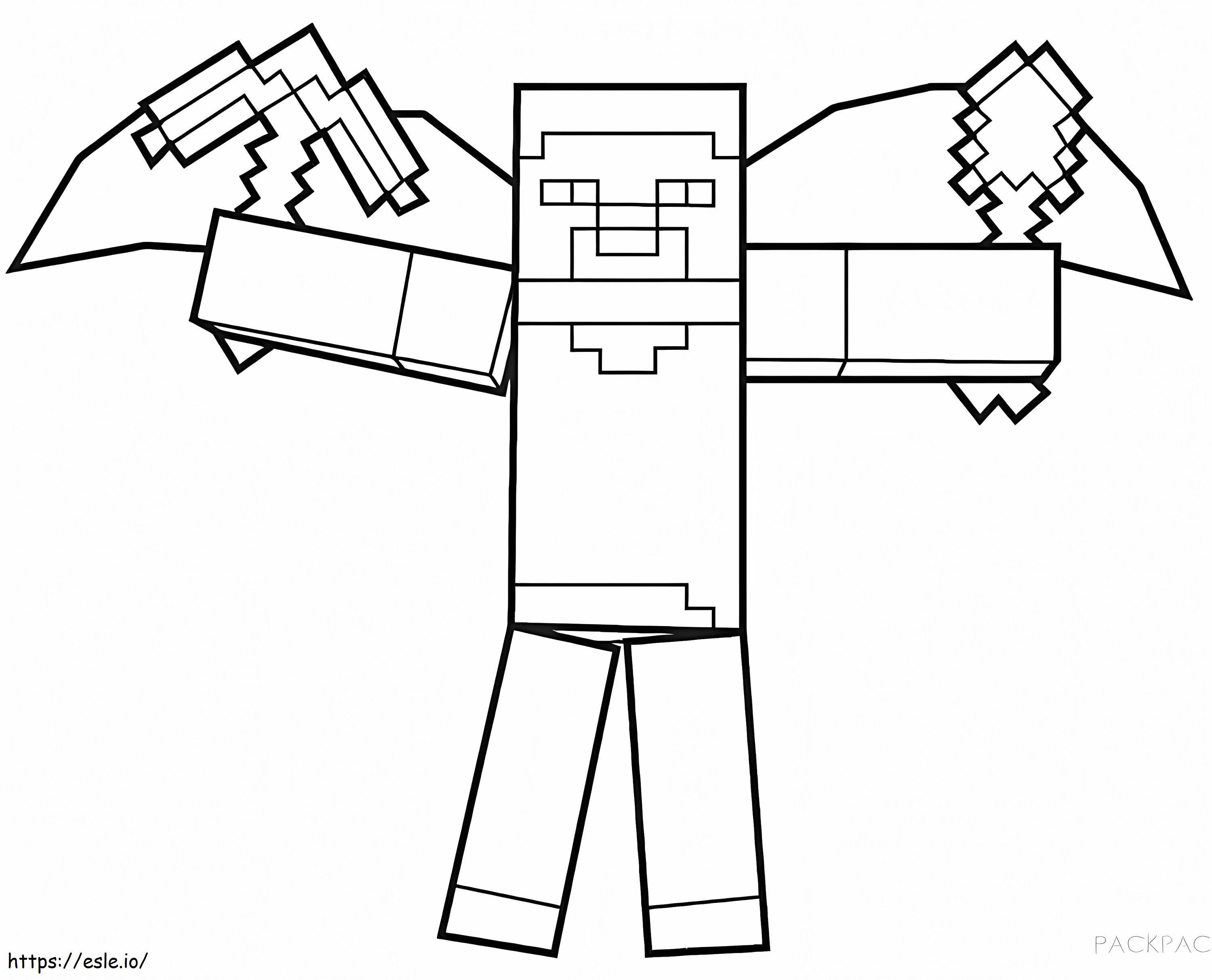 Steve Holding Two Guns coloring page