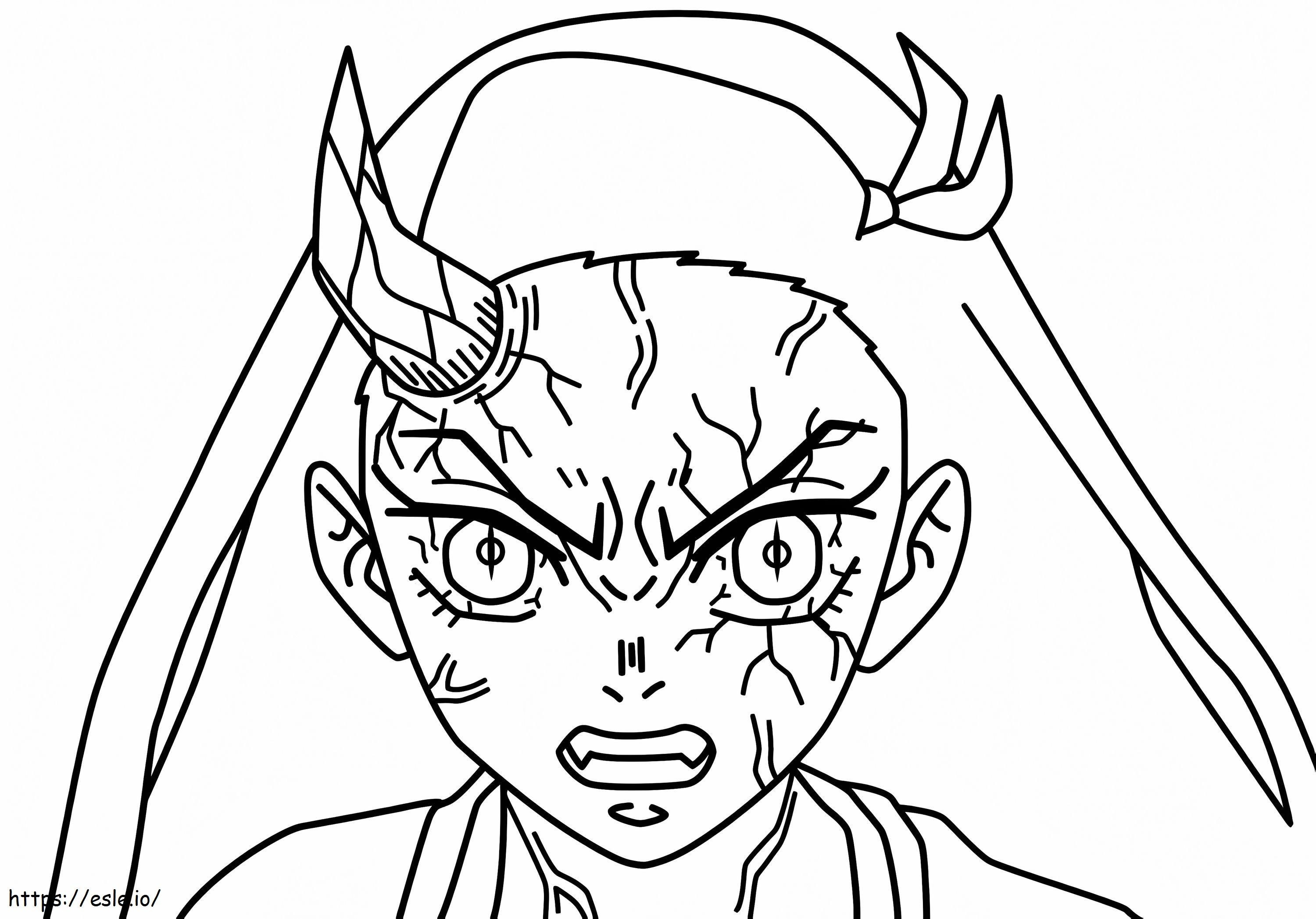 Nezuko With Demon Form coloring page