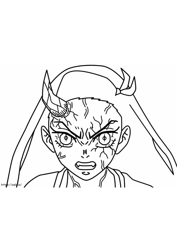 Coloriage Nezuko avec forme de démon à imprimer dessin