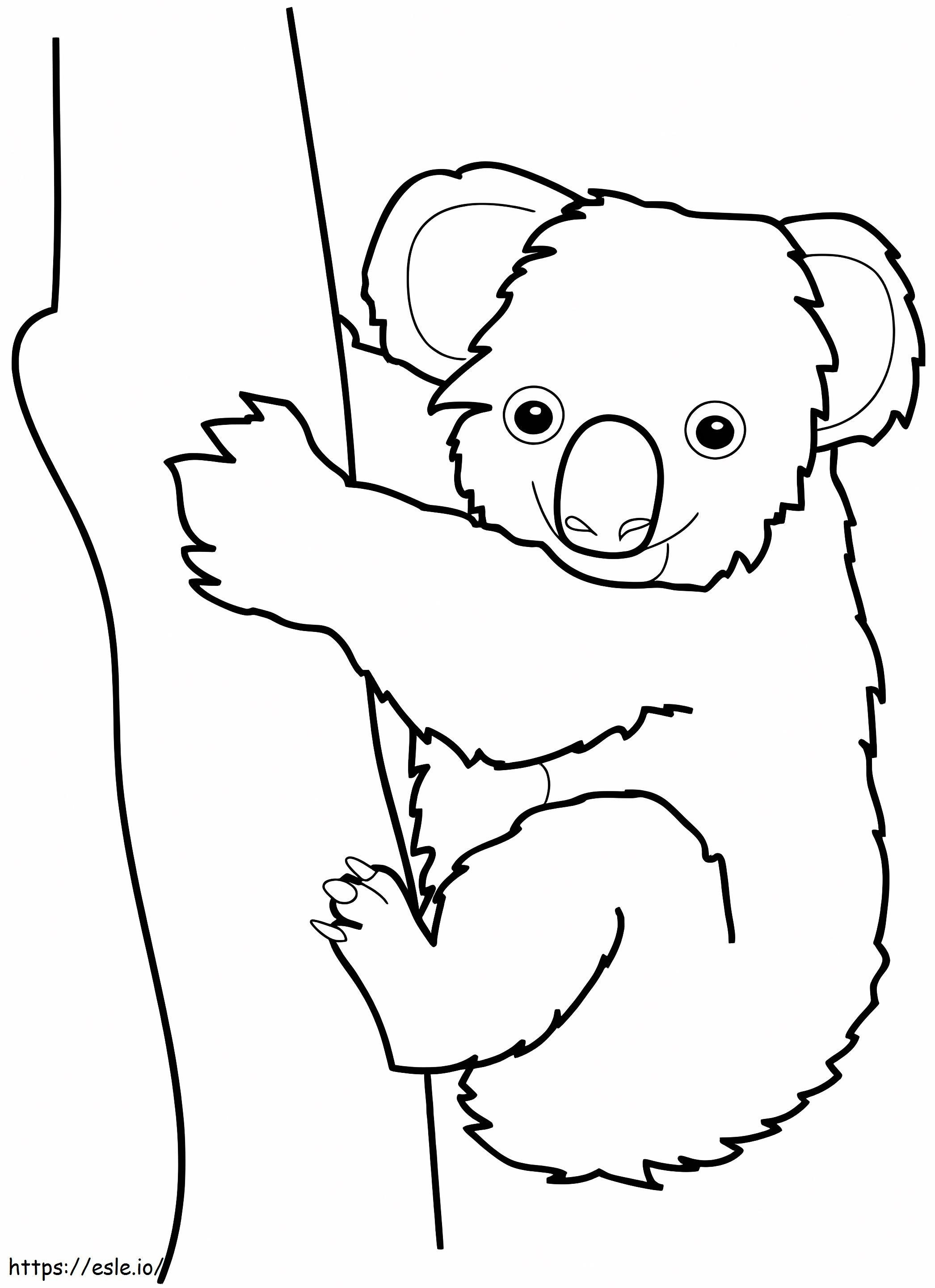 Hyvä koala puun kanssa värityskuva