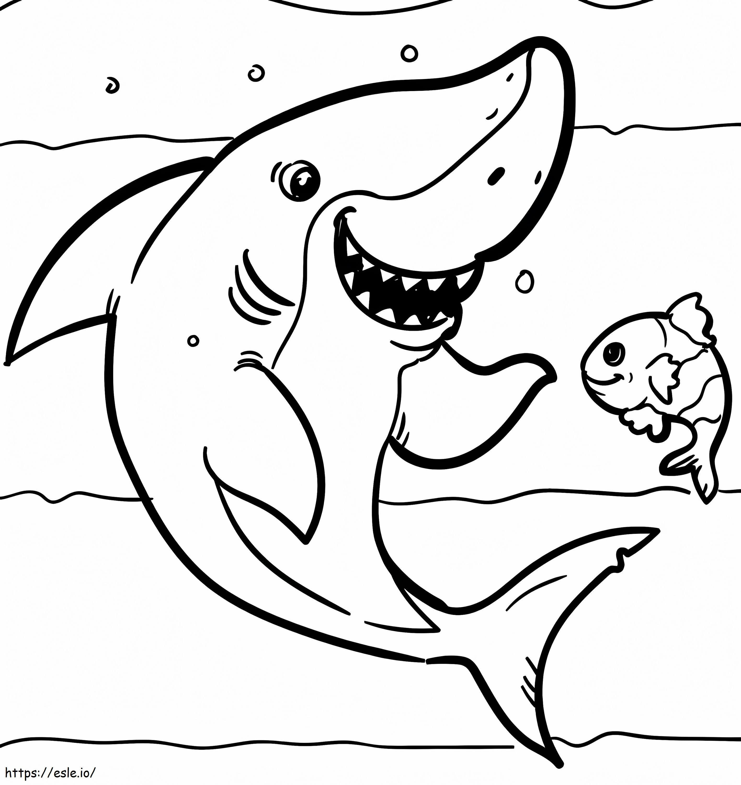 Haai en vis kleurplaat kleurplaat