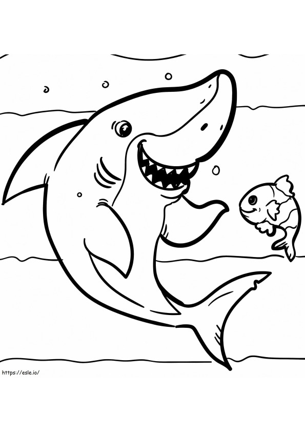 Tubarão e peixe para colorir