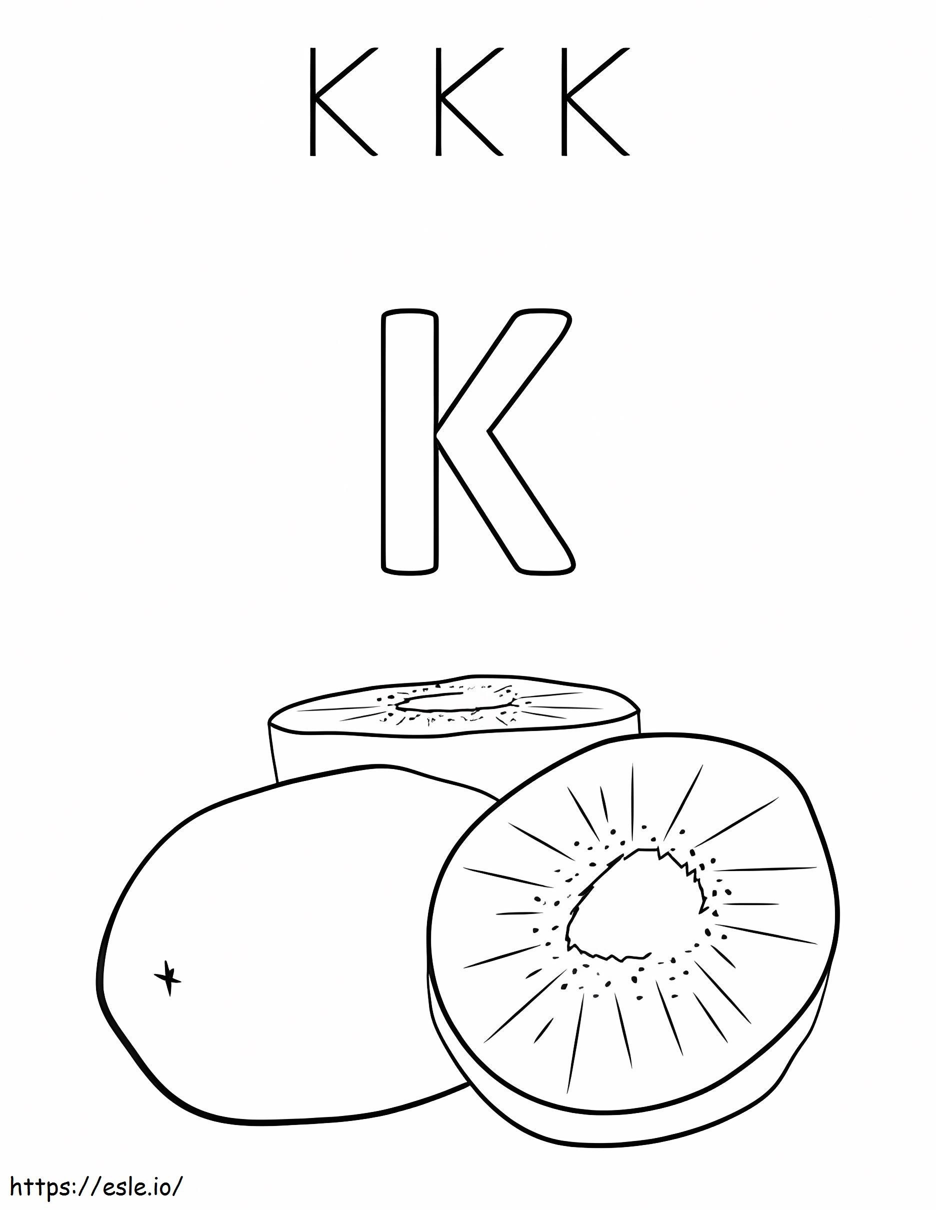 Basic Letter K And Kiwi coloring page