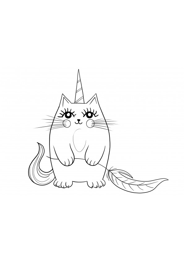 Dibujo de gato unicornio para imprimir gratis