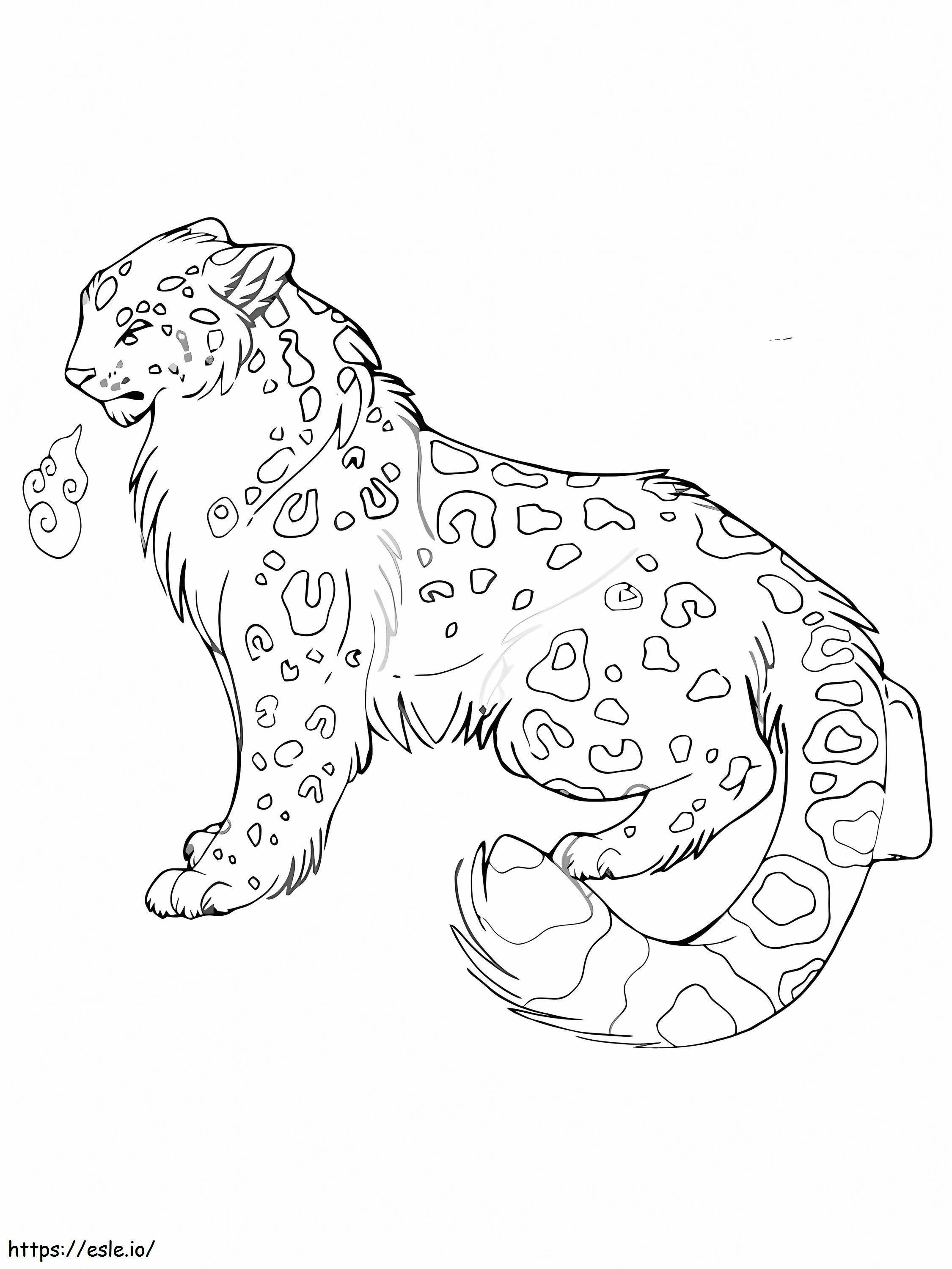 Simpatico leopardo delle nevi da colorare