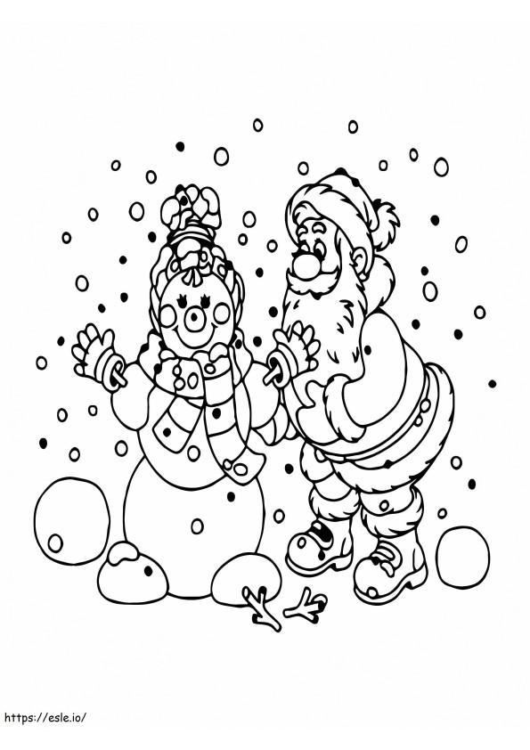 Santa Claus And Snowman coloring page