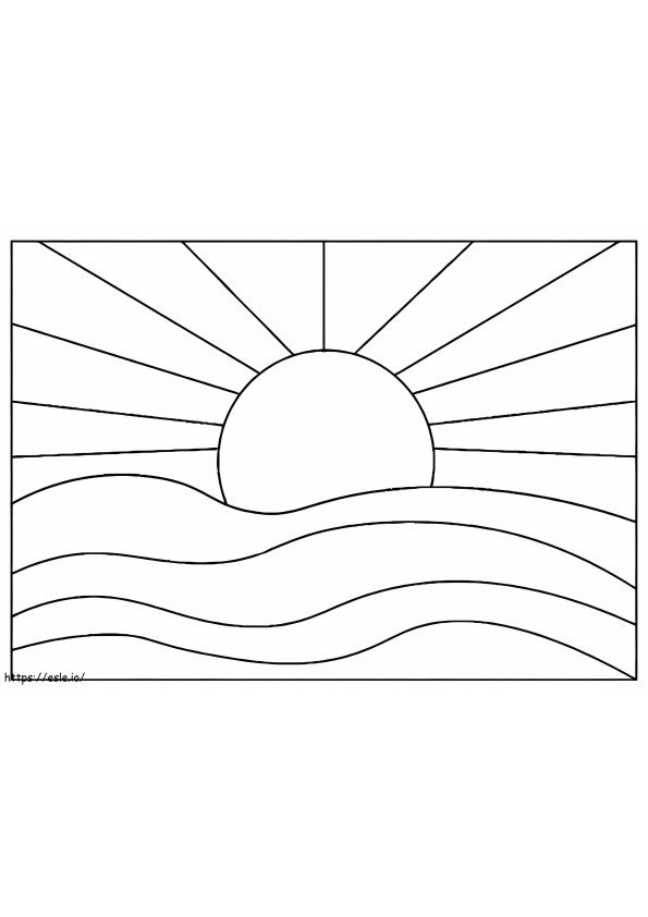 Yksinkertainen auringonlaskun kuva värityskuva