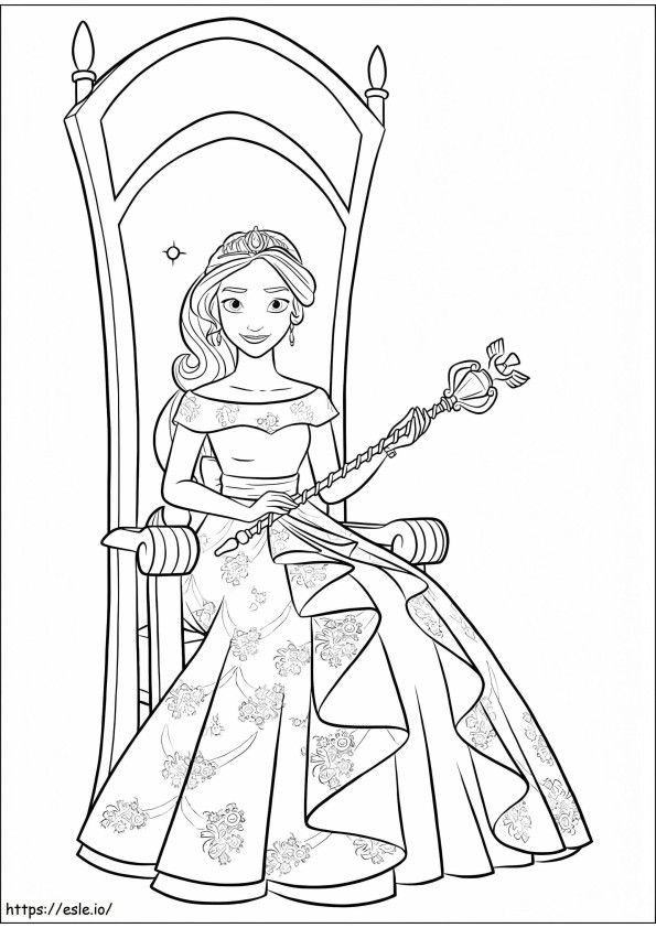 Princesa Elena Sentada En Una Silla para colorear