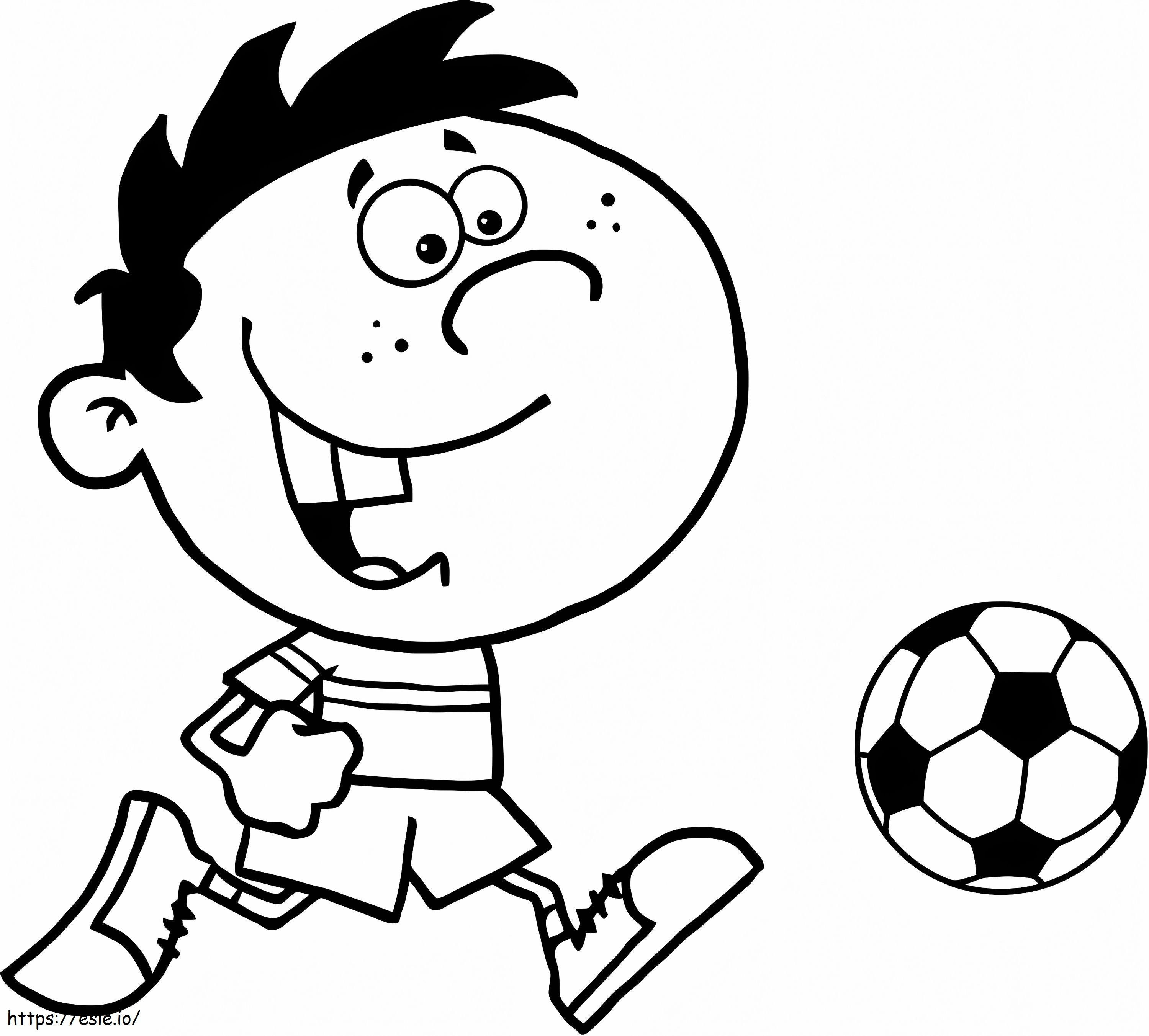 Little Boy Playing Soccer coloring page