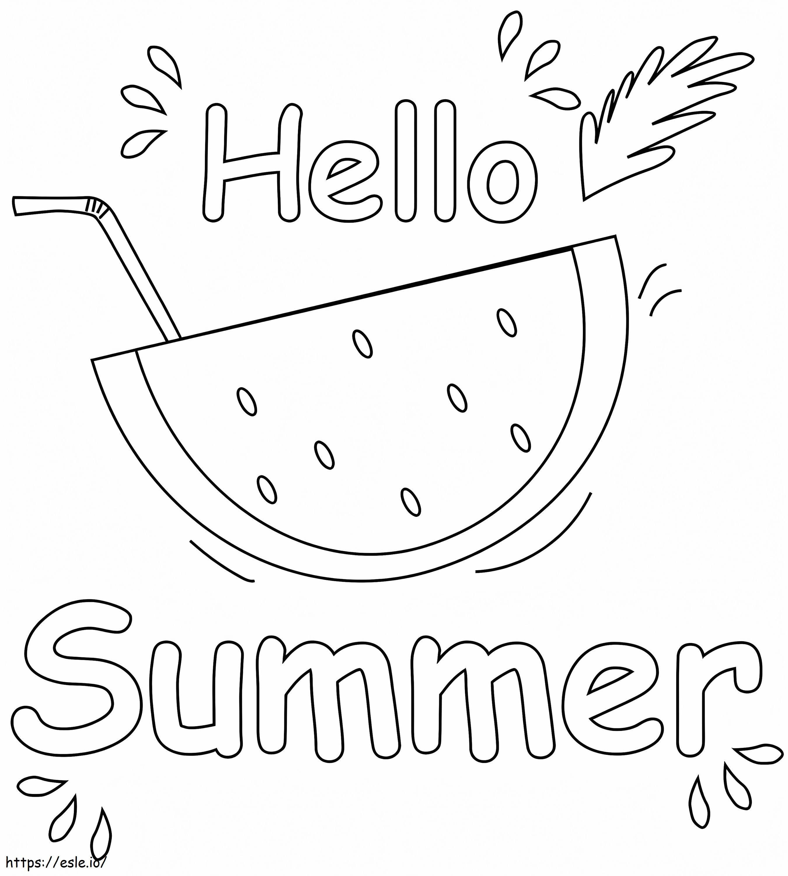 Free Hello Summer coloring page