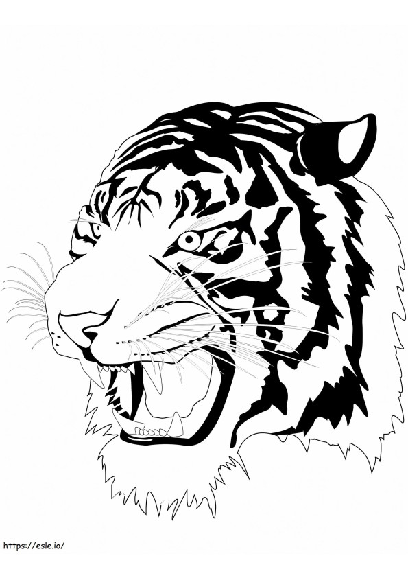 Coloriage Tête de tigre en colère à imprimer dessin