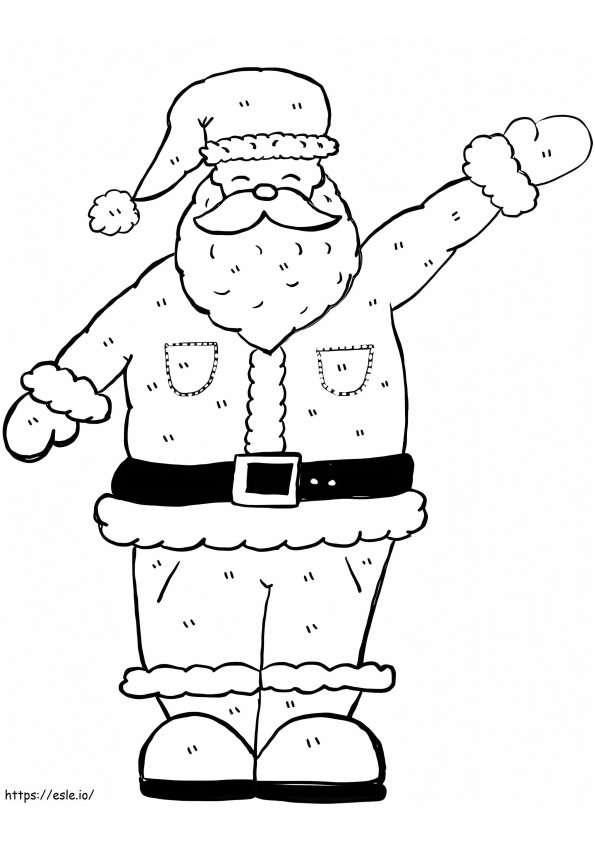 Papá Noel disfrazado saludando para colorear