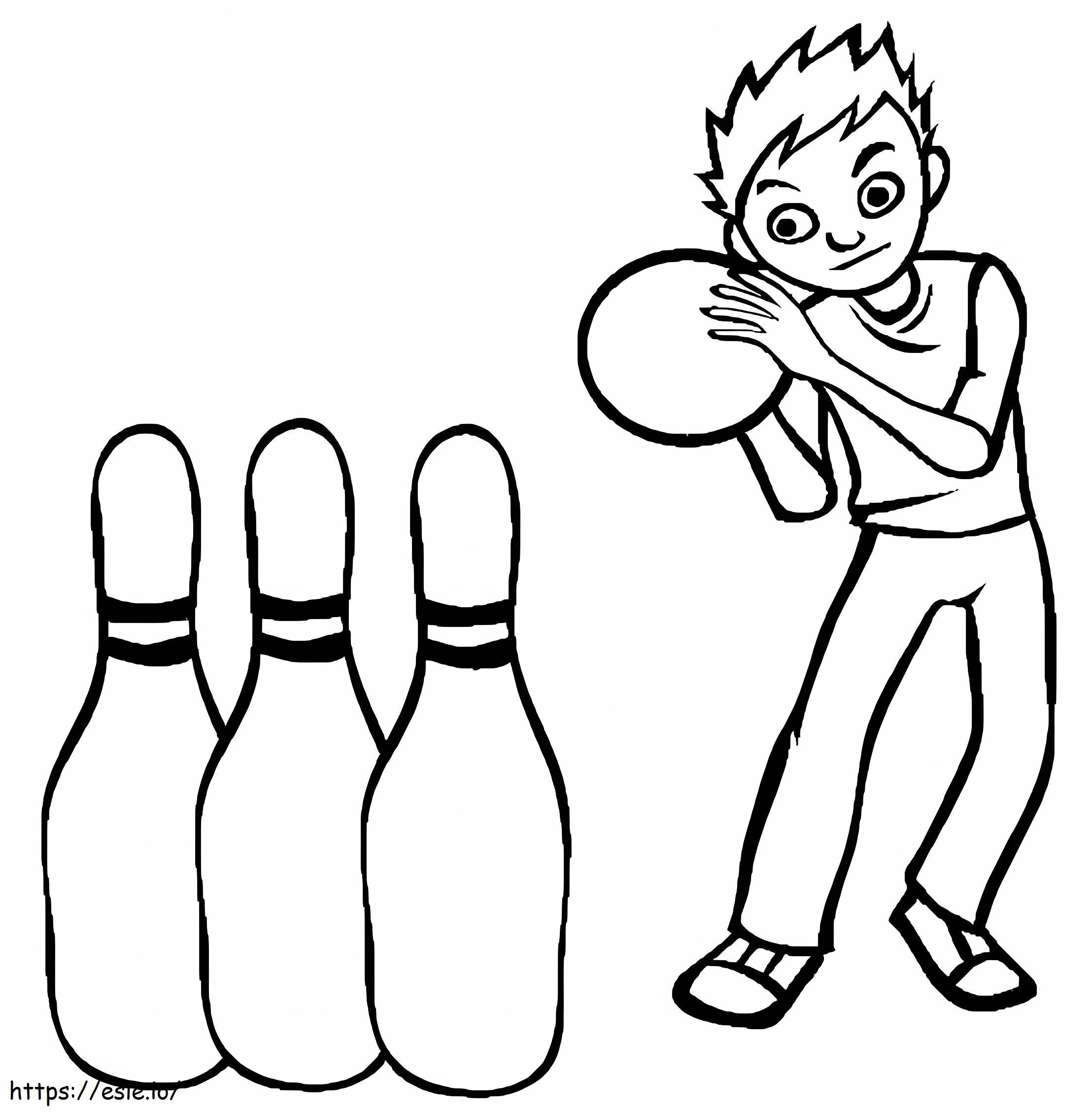 Băiat care joacă bowling de colorat