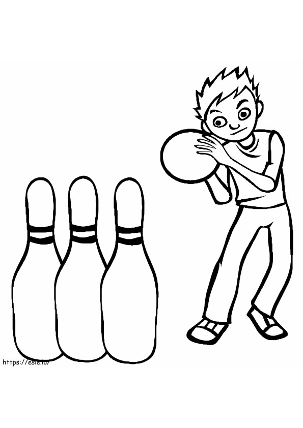 Coloriage Garçon jouant au bowling à imprimer dessin
