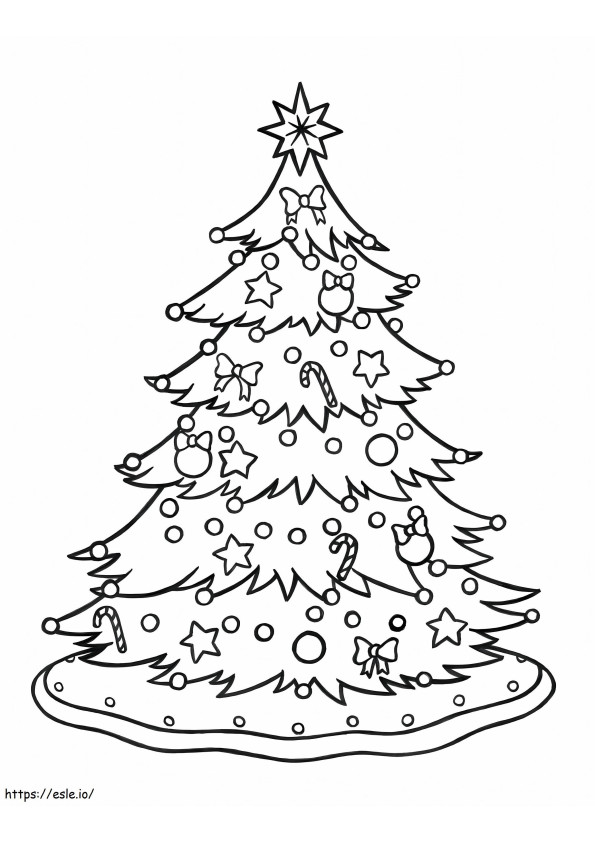 ギフトボックス付きの大きなクリスマスツリー ぬりえ - 塗り絵