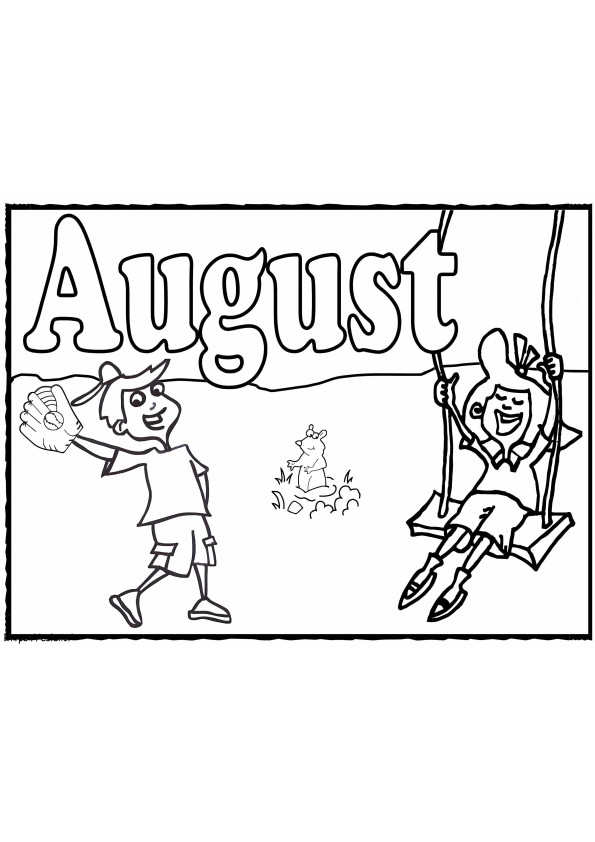 August With Two Children coloring page