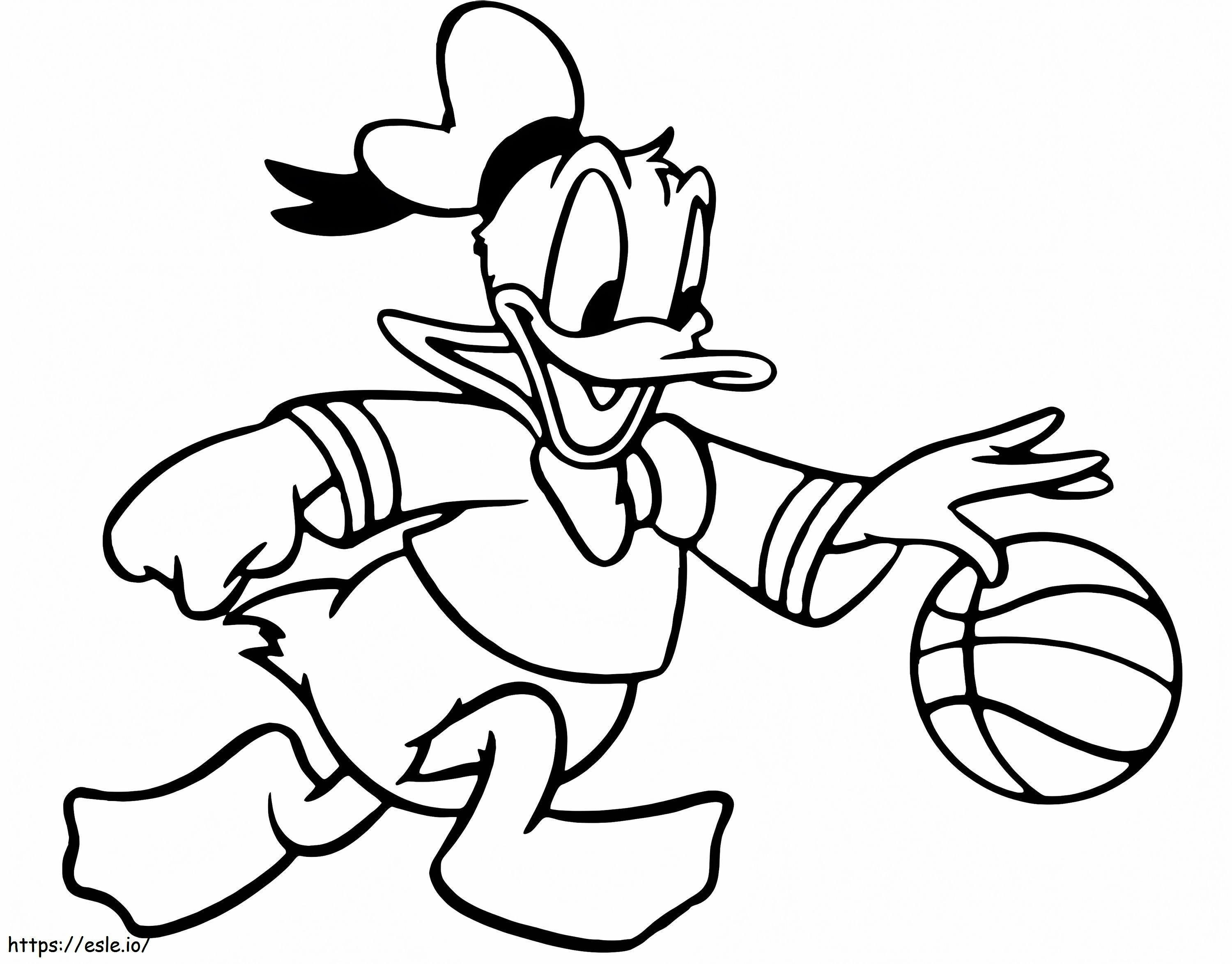 Kaczor Donald gra w koszykówkę kolorowanka