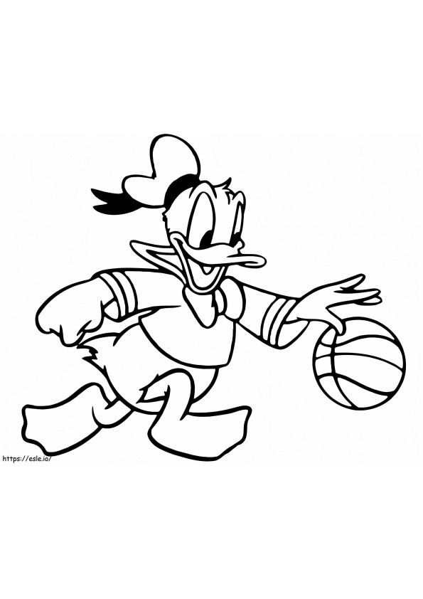 Donald Bebek Bermain Bola Basket Gambar Mewarnai