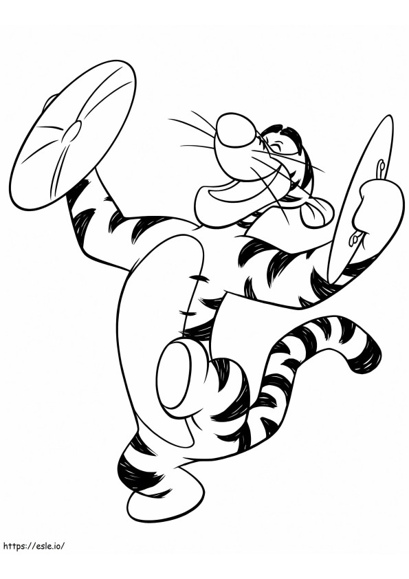 Tygrysek grający na instrumentach muzycznych kolorowanka