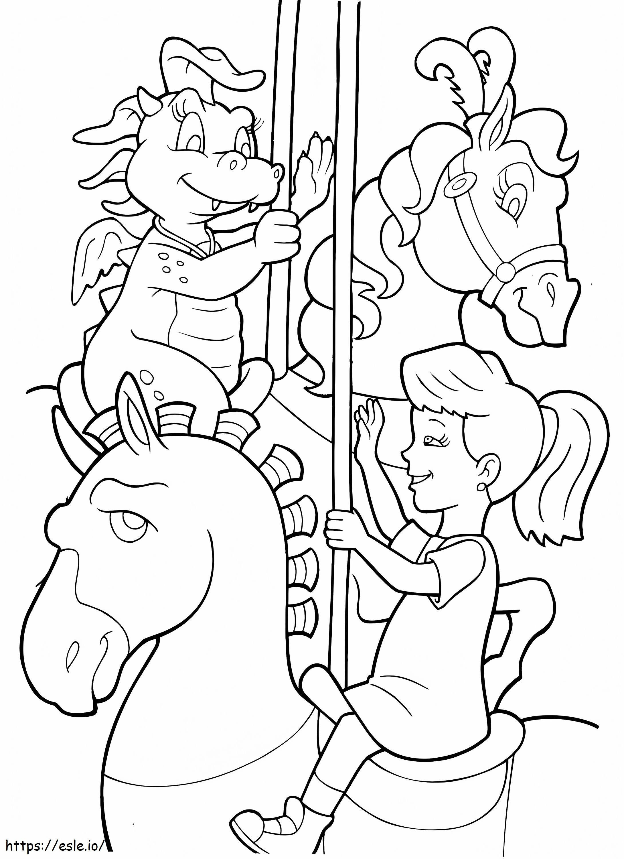 Emmy Dragon And Carousel coloring page