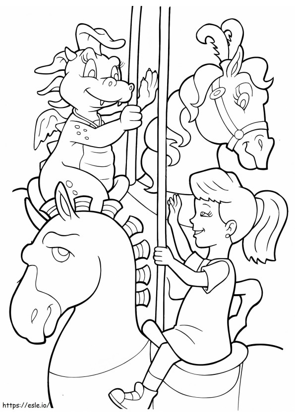 Emmy Dragon And Carousel coloring page