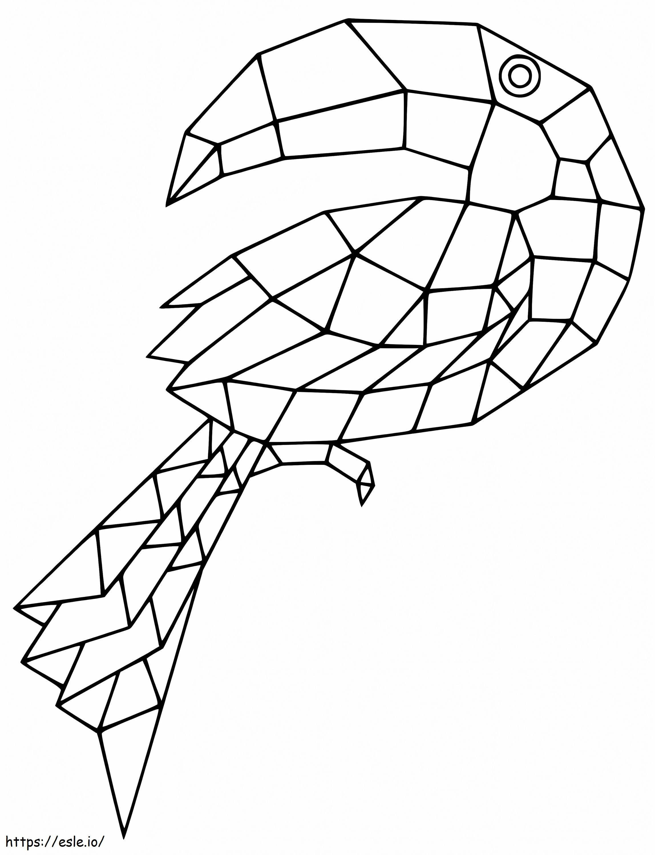 Origami Hornbill värityskuva