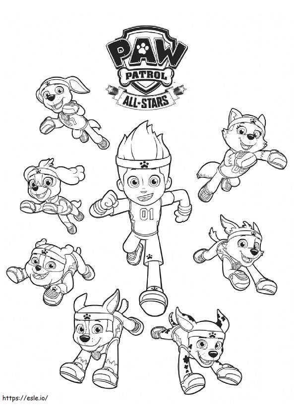 Rubble And All Paw Patrol Stars coloring page