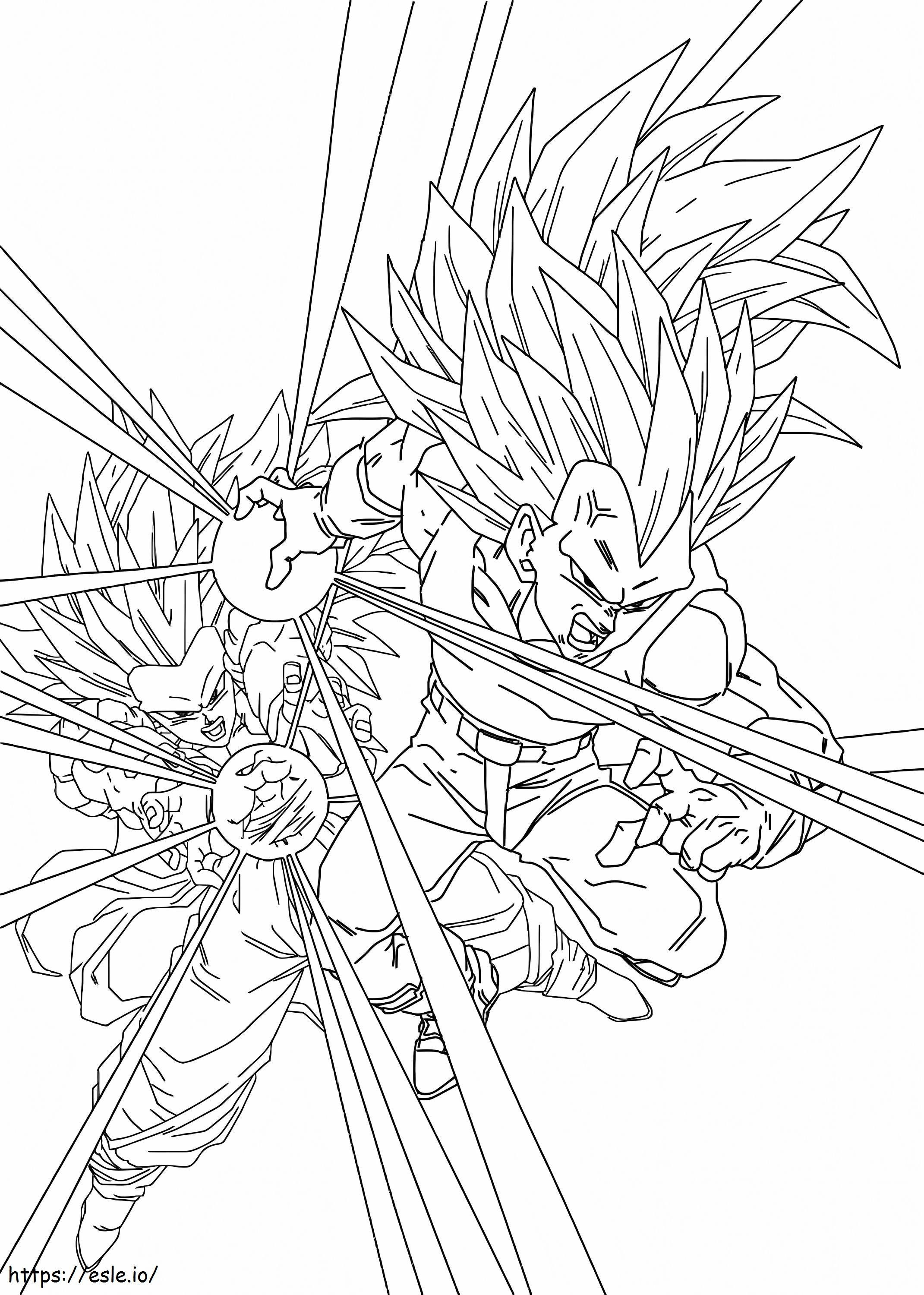 Coloriage Vegeta et Son Goku Super Saiyajin 3 à imprimer dessin