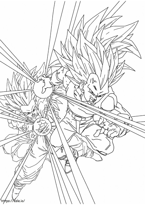 Coloriage Vegeta et Son Goku Super Saiyajin 3 à imprimer dessin