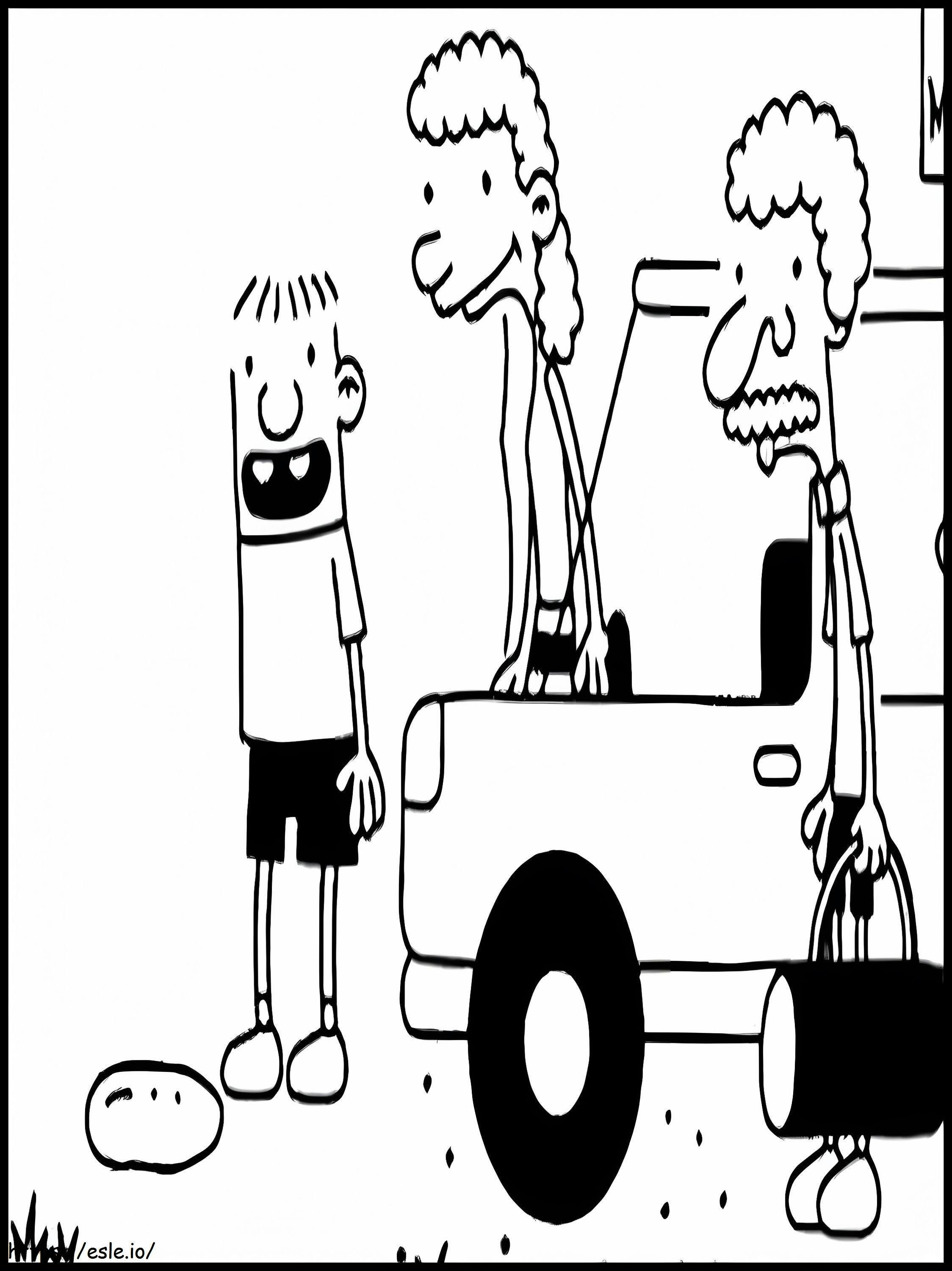 Rowley Jefferson Going On A Picnic In A Car coloring page