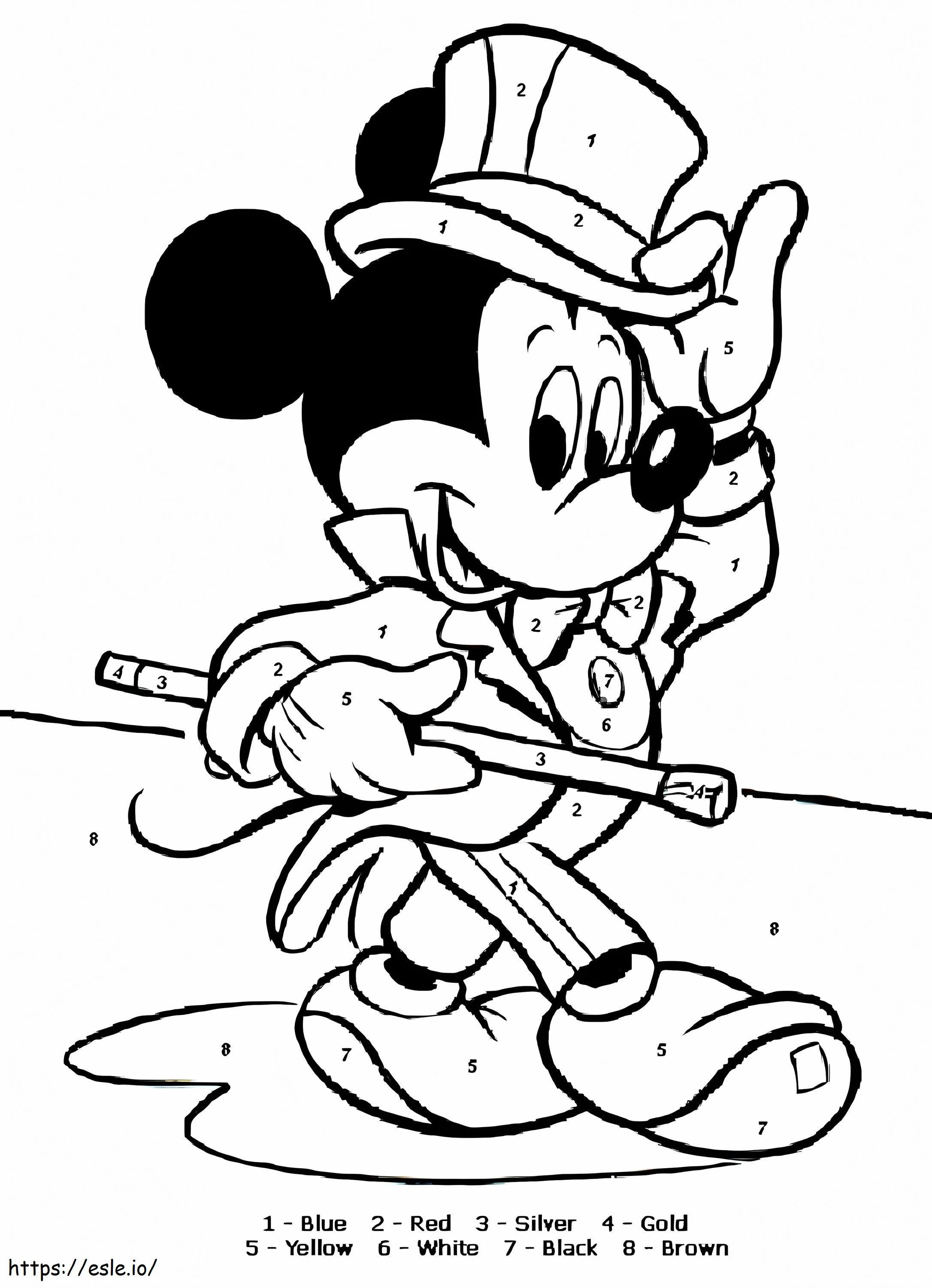 Coloriage Coloriage numéroté du magicien Mickey Mouse à imprimer dessin