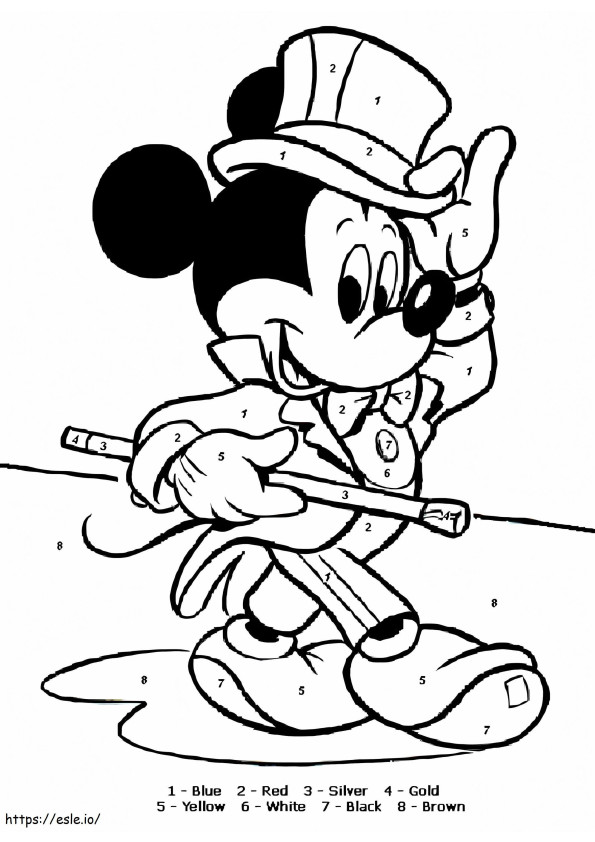 Coloriage Coloriage numéroté du magicien Mickey Mouse à imprimer dessin