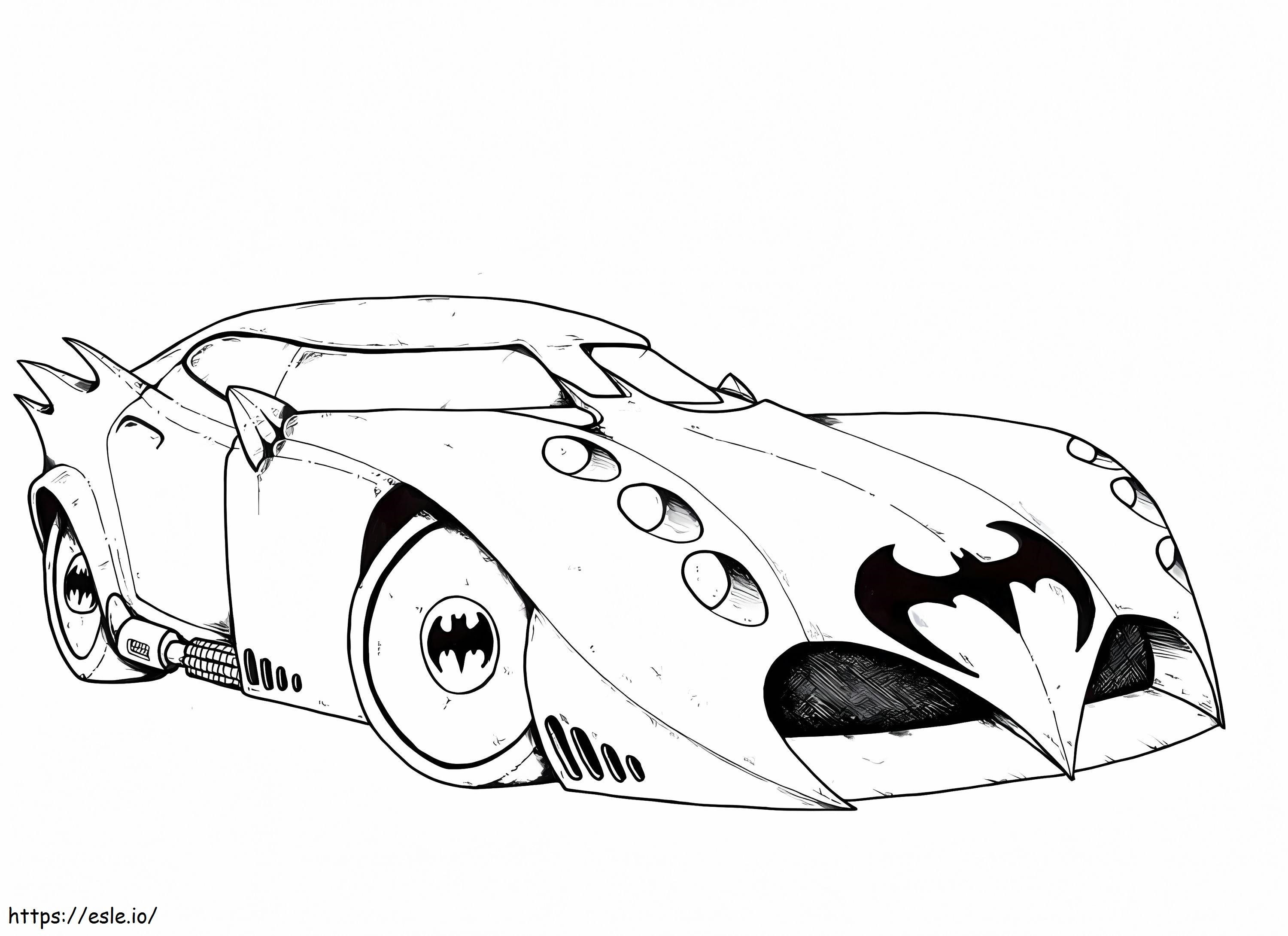 Käsin piirretty Batmobile värityskuva