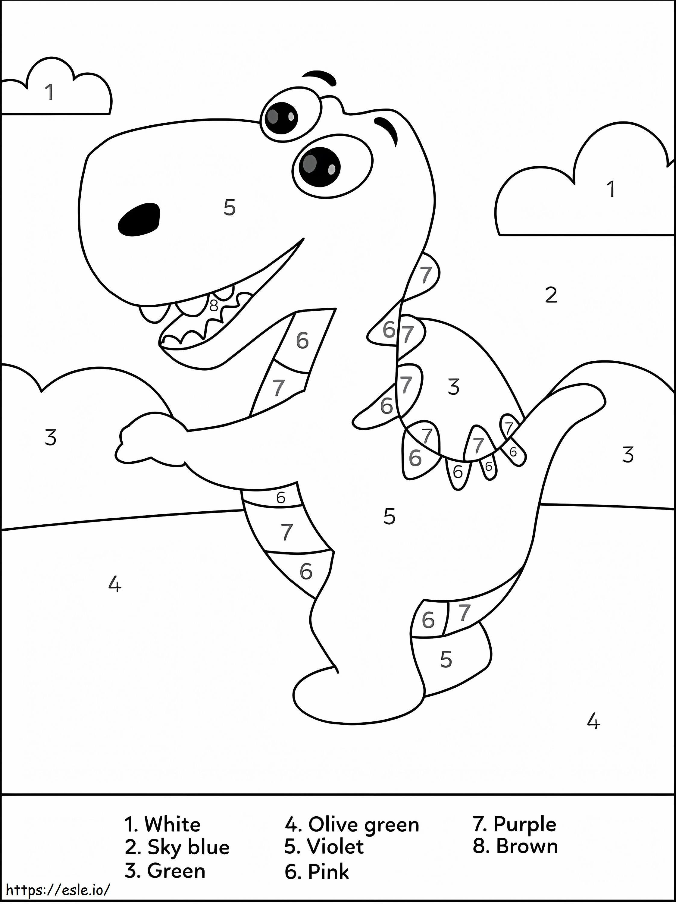 Cute T Rex Color By Number coloring page