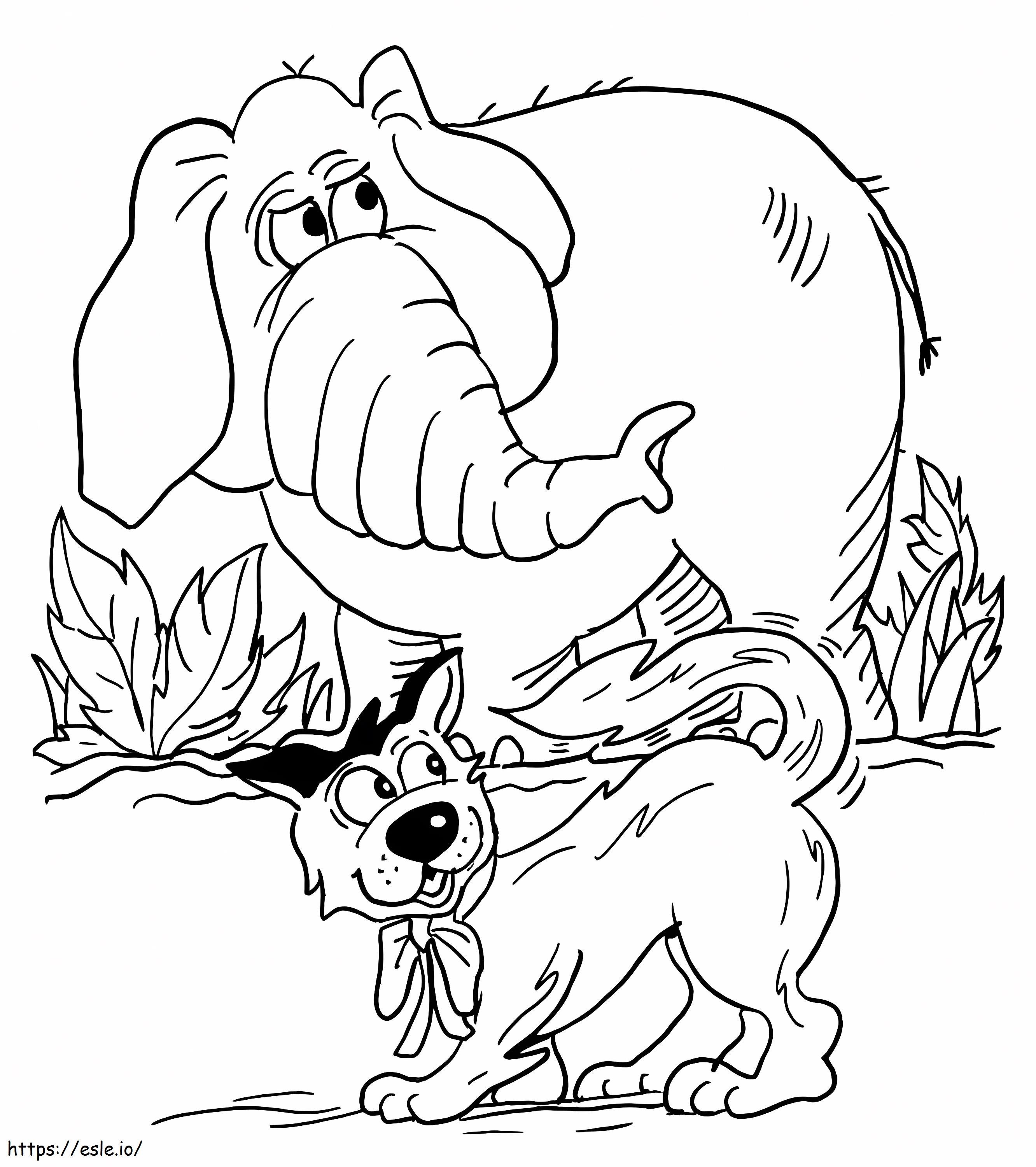 Coloriage Chien et éléphant à imprimer dessin
